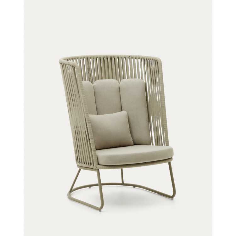 SACONCA OUTDOOR ARMCHAIR IN ROPE AND BEIGE GALVANIZED STEEL