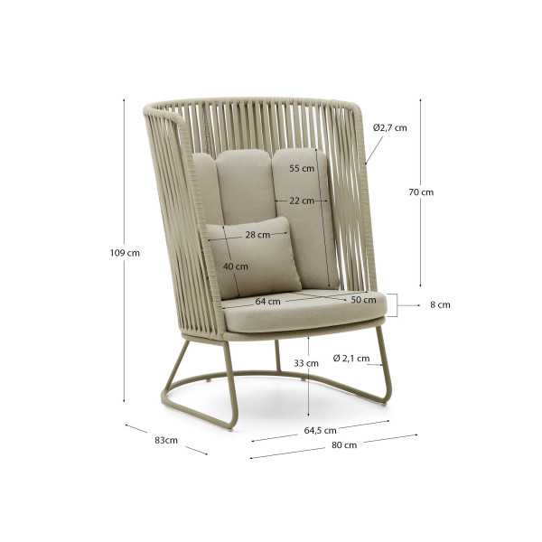 SACONCA OUTDOOR ARMCHAIR IN ROPE AND...
