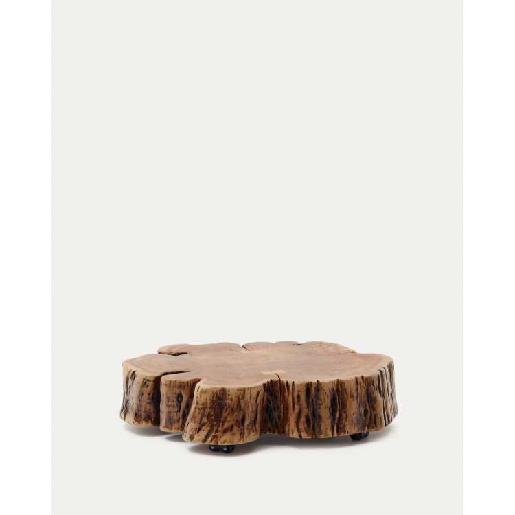 MESA DE CENTRO ESSI SOBRE RODAS EM MADEIRA DE ACÁCIA D 90 X 60 CM