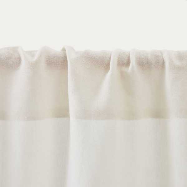 RIDEAU MAILETH 140 X 270CM COTON ET LIN BLANC RAYURES NOIRES