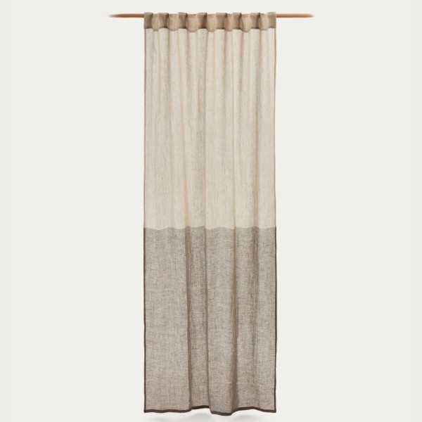 RIDEAU MELBA 140 X 270CM 100 % LIN NATUREL ET GRIS