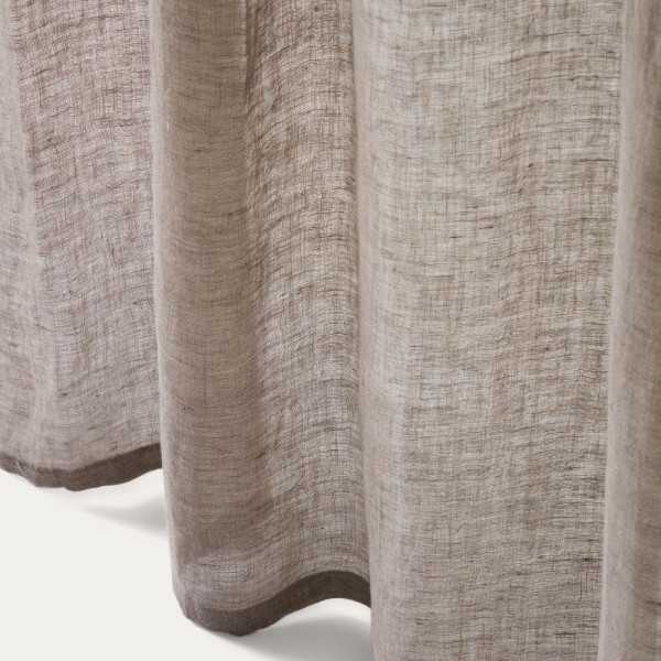 RIDEAU MELBA 140 X 270CM 100 % LIN NATUREL ET GRIS