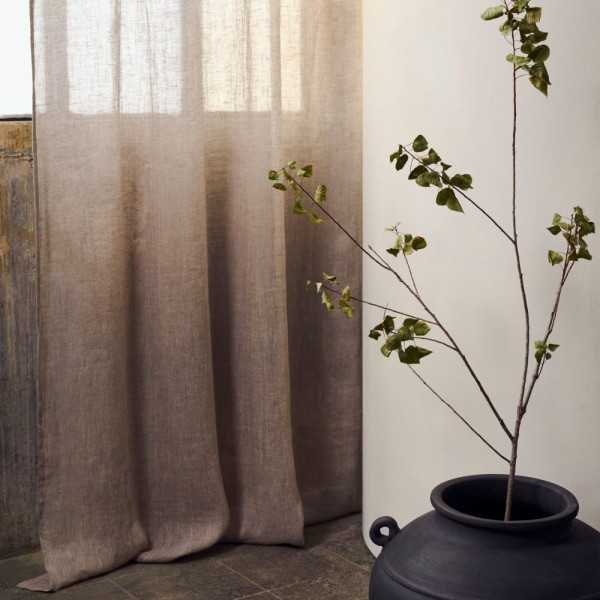 RIDEAU MELBA 140 X 270CM 100 % LIN NATUREL ET GRIS