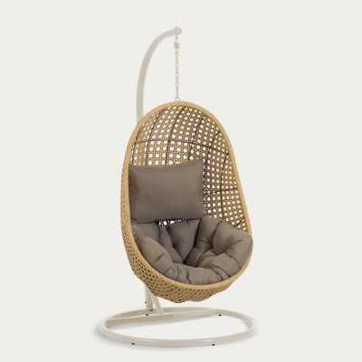 FAUTEUIL SUSPENDU CIRA NATUREL SUR PIED GRIS CLAIR - 2 COLIS