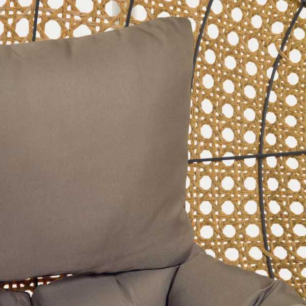 FAUTEUIL SUSPENDU CIRA NATUREL SUR PIED GRIS CLAIR - 2 COLIS