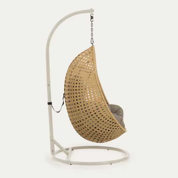 FAUTEUIL SUSPENDU CIRA NATUREL SUR PIED GRIS CLAIR - 2 COLIS