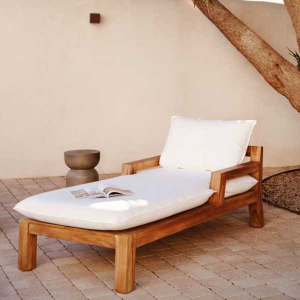 BAIN DE SOLEIL FORCANERA BOIS DE TECK MASSIF - 2 COLIS