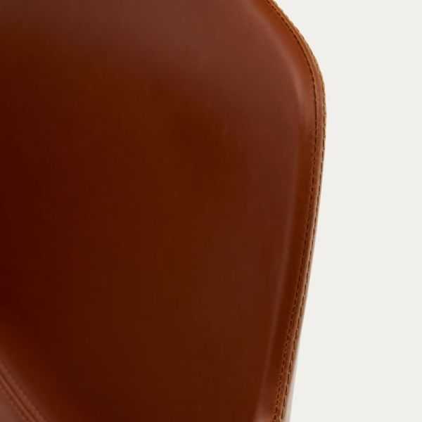 CHAISE GIRATOIRE TISSIANA AUTO-RETOUR CUIR SYNTH MARRON PIEDS NOIRS -
