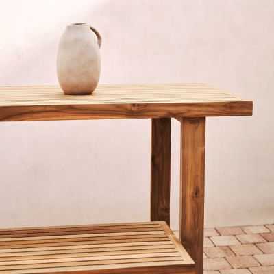 TABLE HAUTE CANADELL 140 X 70 CM TECK MASSIF RECYCLE 2