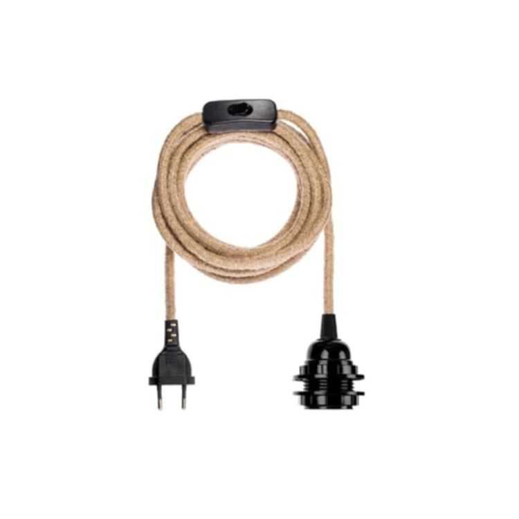 CORDON SUSPENSION 400CM CORDON NATUREL BEIGE ET PLASTIQUE NOIR