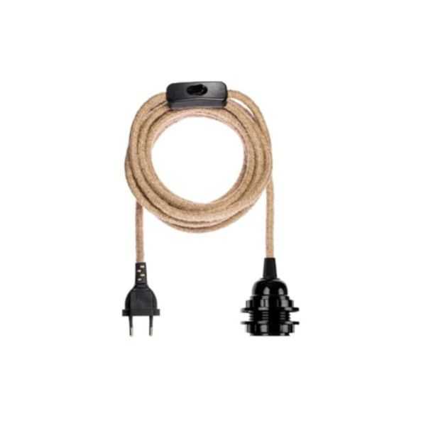 CORDON SUSPENSION 400CM CORDON NATUREL BEIGE ET PLASTIQUE NOIR