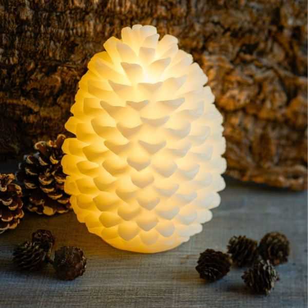 DECORATION DE TABLE CLARA POMME DE PIN 18 CM BLANC