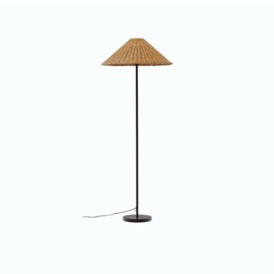 LAMPADAIRE URANIA ROTIN ET METAL NOIR 