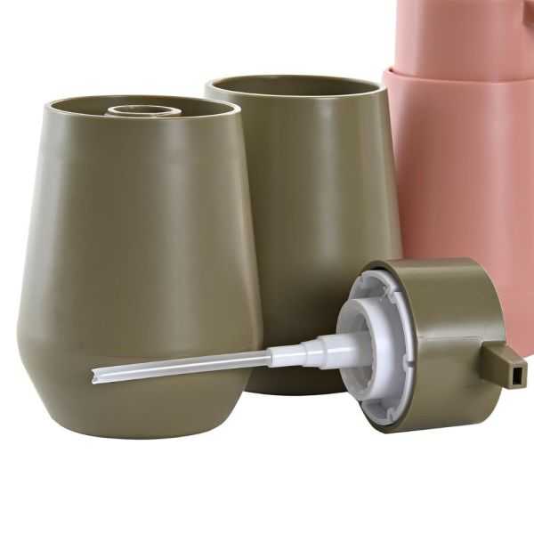 SET TOILETTE 8,5 X 8,5 X 14,5 CM EN PS ROSE ET VERT