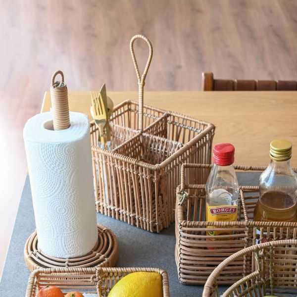 RANGE-COUVERTS 19 X 19 X 30 CM ROTIN ET FERMARRON