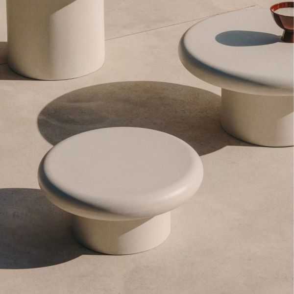 TABLE BASSE RONDE ADDAIA 66 CM CIMENT BLANC