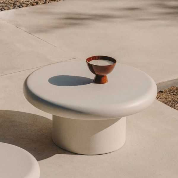 ADDAIA ROUND COFFEE TABLE 90 CM WHITE CEMENT