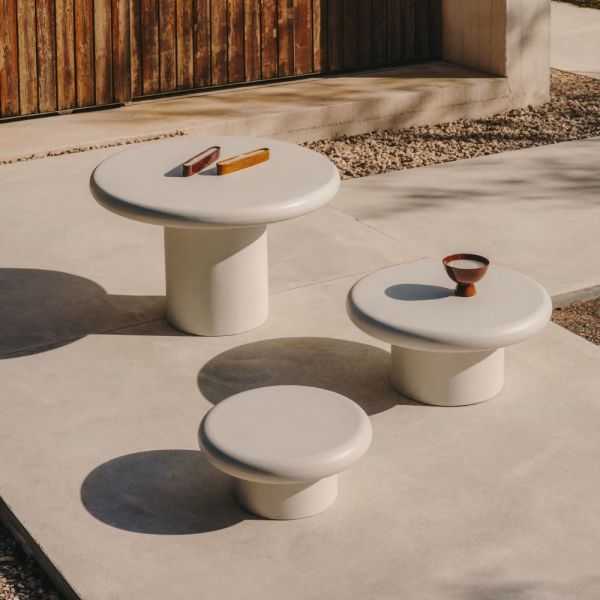 ADDAIA ROUND COFFEE TABLE 90 CM WHITE CEMENT