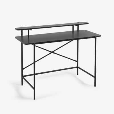 BUREAU GALATIA EN MELAMINE NOIR ET PIEDS EN METAL LAQUE NOIR 120 X 60