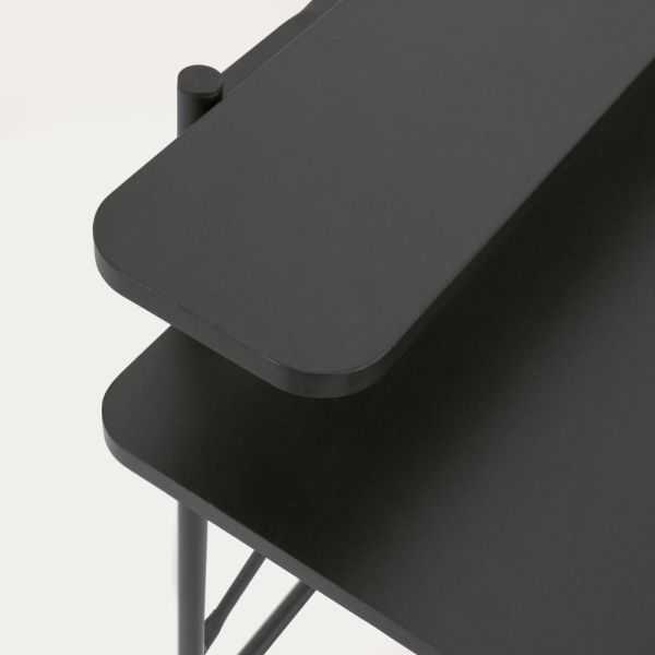 BUREAU GALATIA EN MELAMINE NOIR ET PIEDS EN METAL LAQUE NOIR 120 X 60