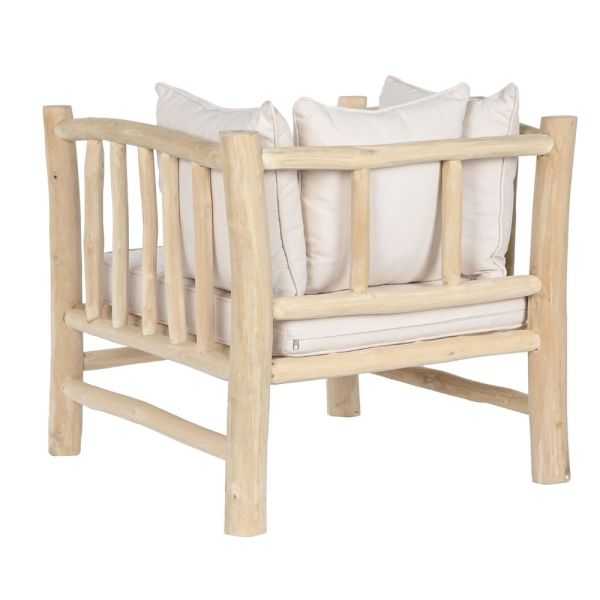 FAUTEUIL 80 X 77 X 71 CM TECK POLYESTER BLANC