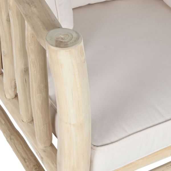 ARMCHAIR 80 X 77 X 71 CM TEAK POLYESTER WHITE