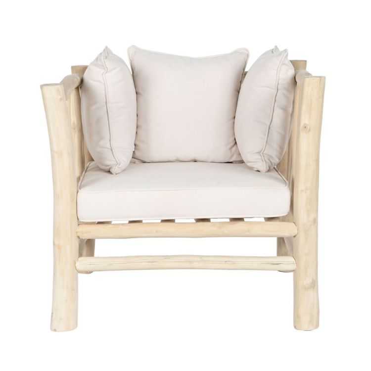 FAUTEUIL 80 X 77 X 71 CM TECK POLYESTER BLANC