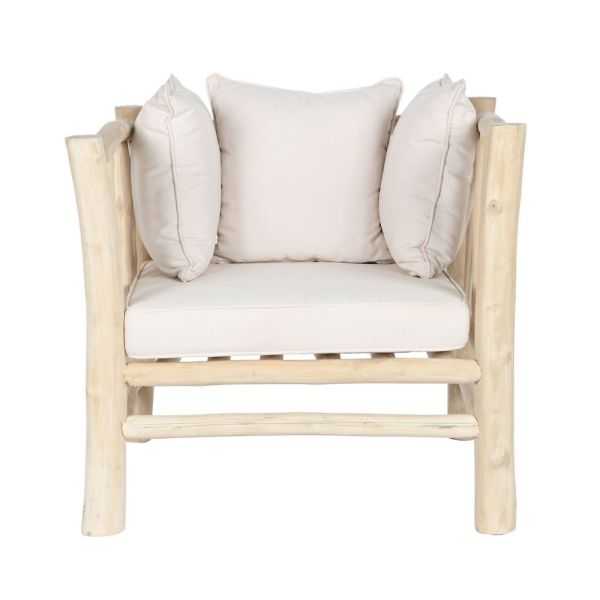 FAUTEUIL 80 X 77 X 71 CM TECK POLYESTER BLANC