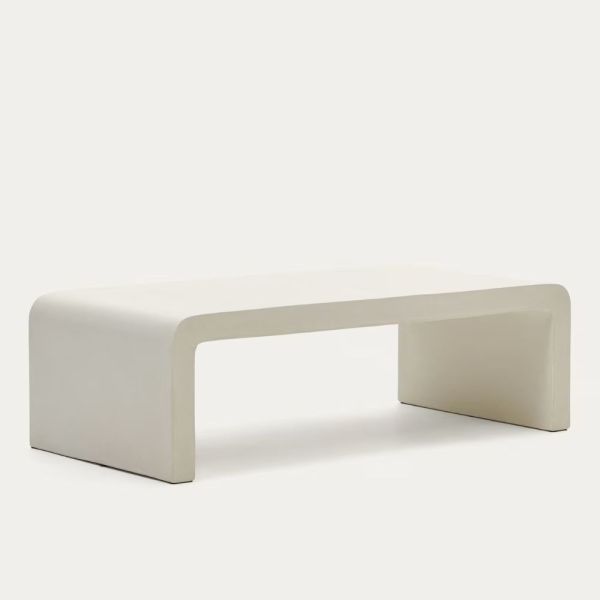 TABLE BASSE AIGUABLAVA135 X 65 CMCIMENT BLANC 