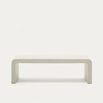 TABLE BASSE AIGUABLAVA135 X 65 CMCIMENT BLANC 