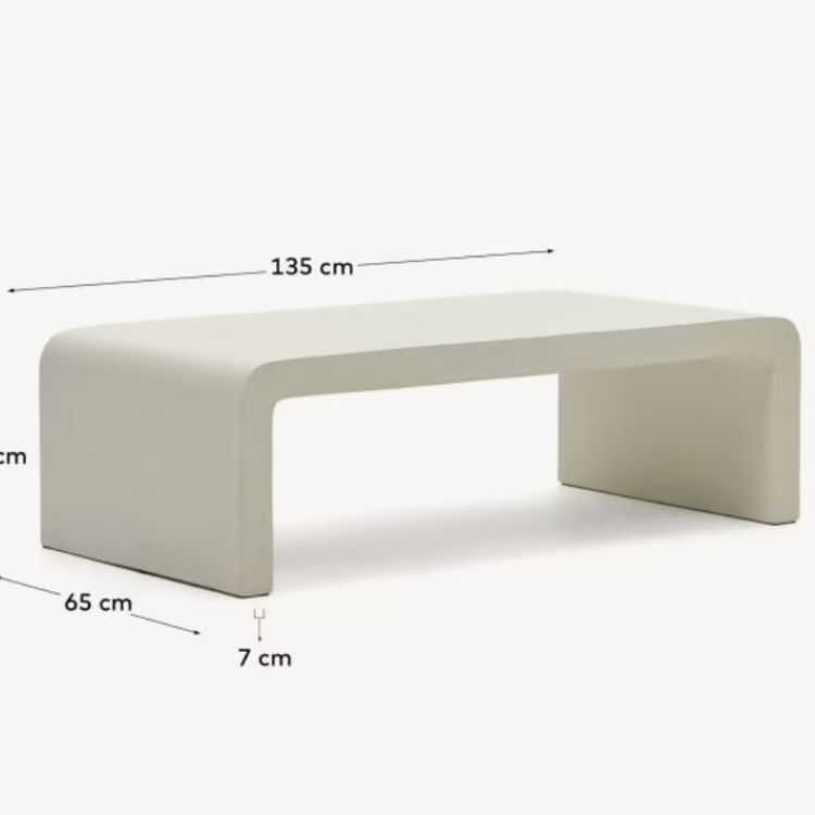 TABLE BASSE AIGUABLAVA135 X 65 CMCIMENT BLANC 