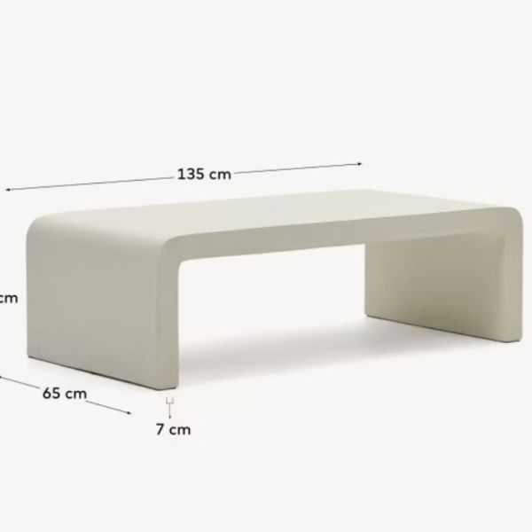 TABLE BASSE AIGUABLAVA135 X 65 CMCIMENT BLANC 