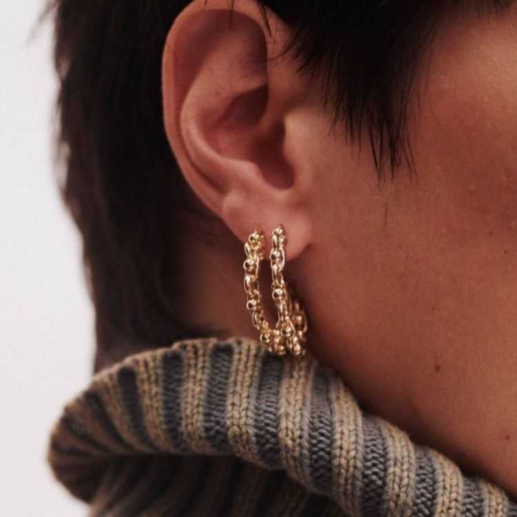 CHAIN CREOLES BLOSSOM EARRINGS (PAIR)