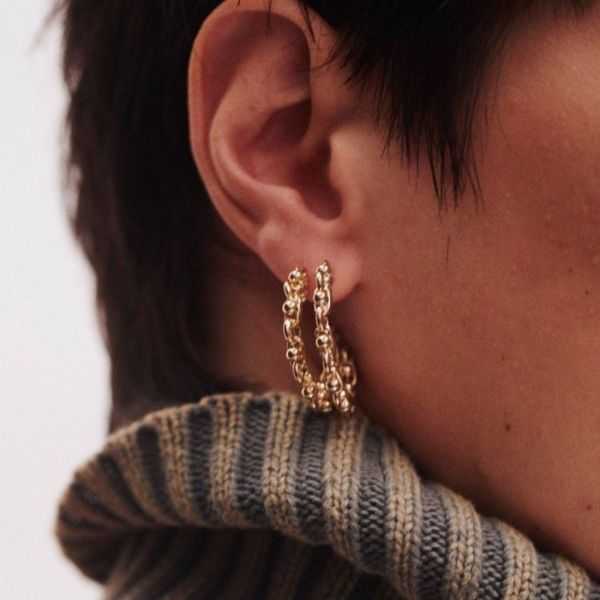 CHAIN CREOLES BLOSSOM EARRINGS (PAIR)