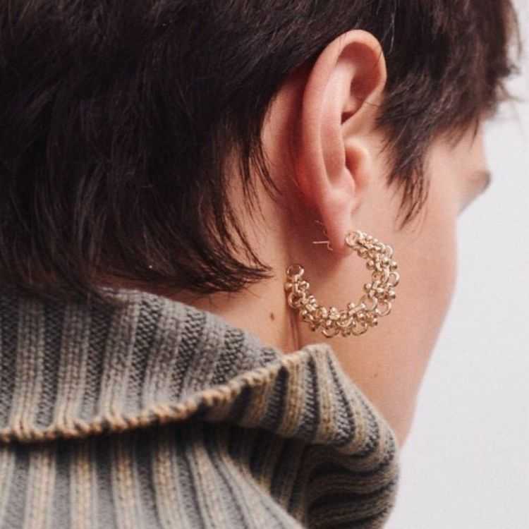 CHAIN CREOLES BLOSSOM EARRINGS (PAIR)
