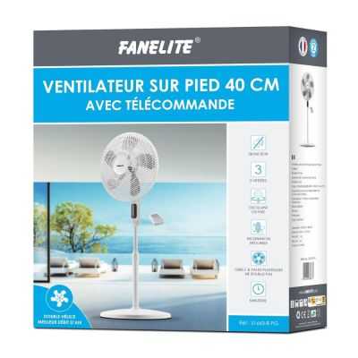 VENTILATEUR SUR PIED 40CM ECRAN LED ET TELECOMMANDE BLANC 2