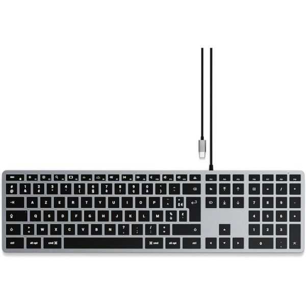 TECLADO CINZA ESPACIAL SLIM W3 COM FIO USB-C AZERTY