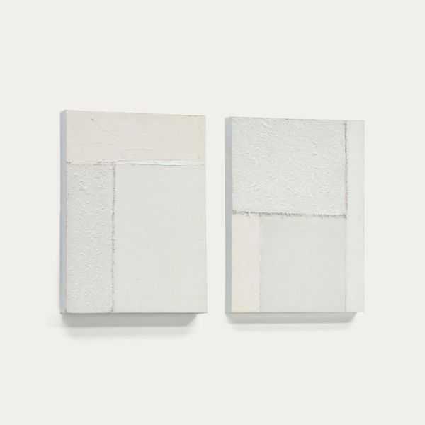 TABLEAUX PINEDA ABSTRAITS 30 X 40 CM BLANC X 2