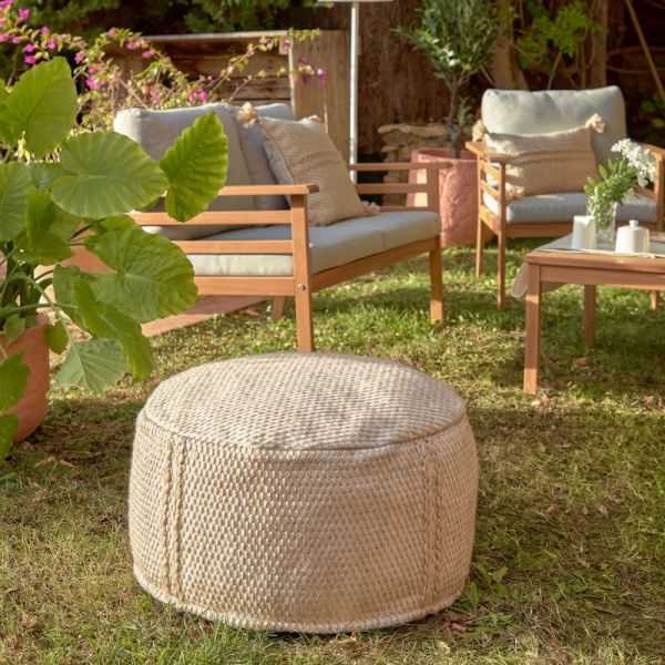 POUF REDONDO KAIE PET DIÂMETRO 62 CM BEGE ALGODÃO 