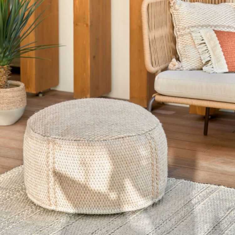 POUF REDONDO KAIE PET DIÂMETRO 62 CM BEGE ALGODÃO 