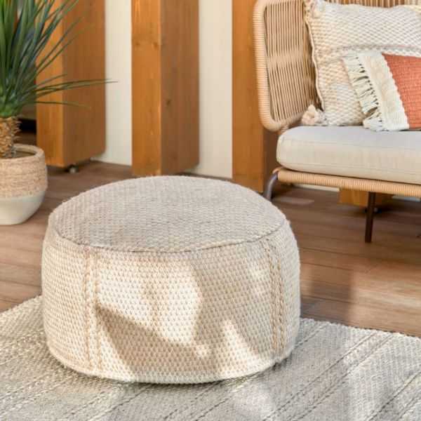 POUF REDONDO KAIE PET DIÂMETRO 62 CM BEGE ALGODÃO 