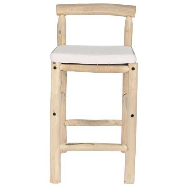 STOOL 50 X 50 X 102 CM TEAK POLYESTER NATURAL