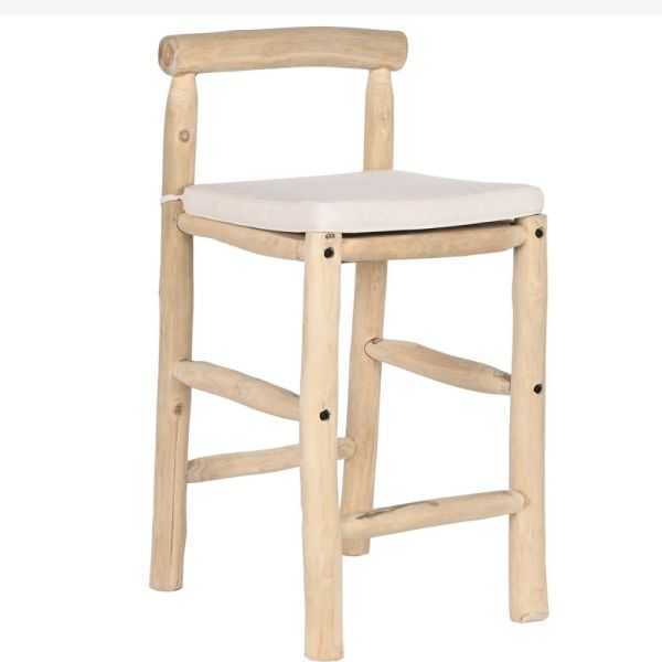 STOOL 50 X 50 X 102 CM TEAK POLYESTER NATURAL