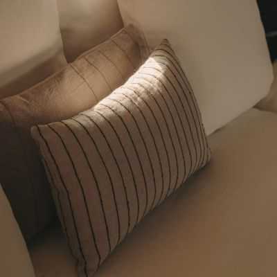 HOUSSE DE COUSSIN SANIMA 30 X 50 CM 100% LIN RAYEE BEIGE 2