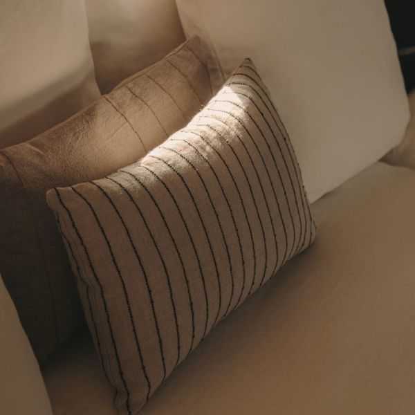 HOUSSE DE COUSSIN SANIMA 30 X 50 CM 100% LIN RAYEE BEIGE