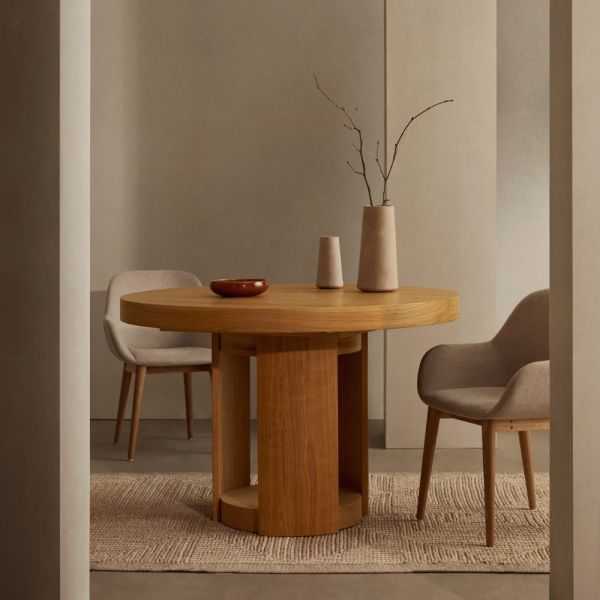 TABLE RONDE ARTIS EXTENSIBLE 80 CM BOIS MASSIF