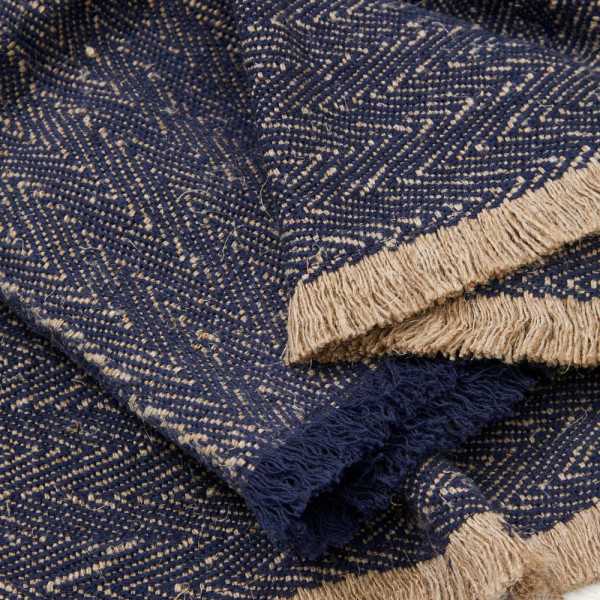 SILATI PLACE MATS IN LINEN AND COTTON BLUE FRINGES X2
