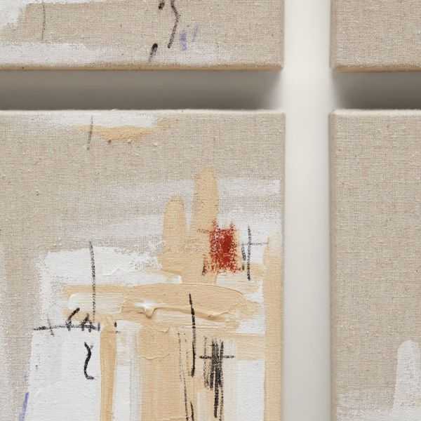 ENSEMBLE DE 4 TABLEUX SELNIR 30 X 30 LIN BLAN ET BEIGE