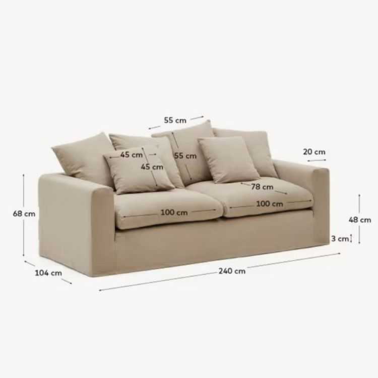 CANAPE NORA 3 PL 240 CM EN LIN