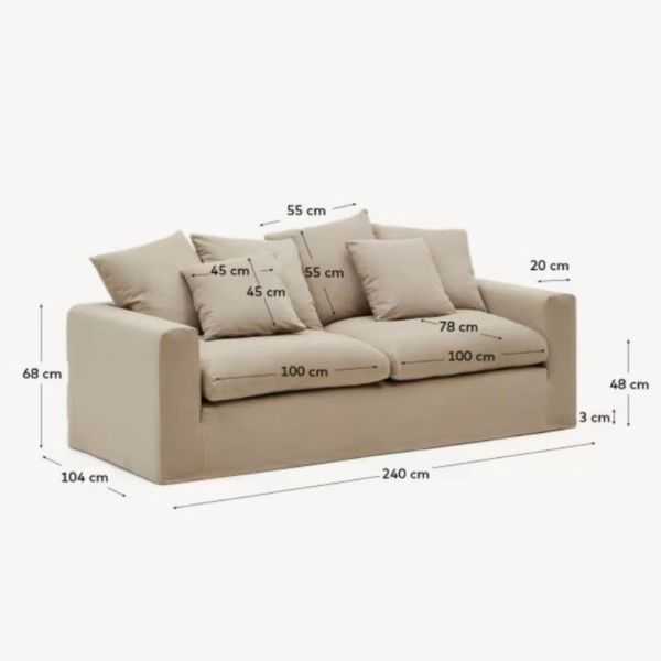 CANAPE NORA 3 PL 240 CM EN LIN